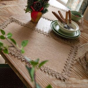 Tapis de Table en corde, napperon avec pompon rouge tissé, couleur assortie, tapis de bol de vacances