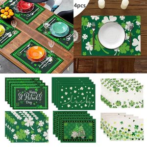 Tapis de table ronds set pour 8 4pcs 4pcs Saint-Patrick's Western Placemat Decoration Green Not Slip Mat avec