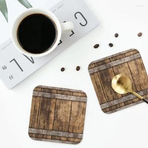 Tafelmatten rustieke houten vat schuurpleek Coasters lederen placemats waterdichte isolatie koffie keuken eetkussens set van 4