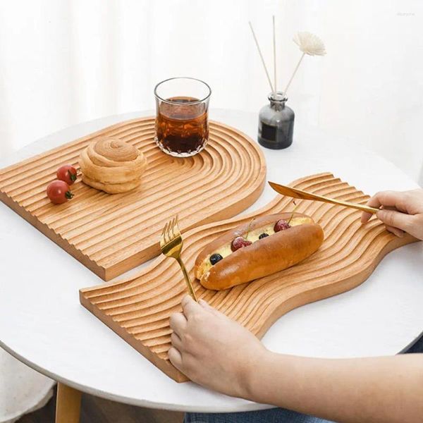 Alfombrillas de mesa que sirven a la bandeja forma arqueada de forma arqueada multifuncional almuerzo cena plato de madera plato de madera de madera