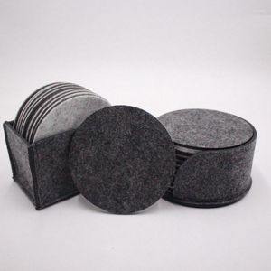Tafelmatten Set van 10 Drink Coasters Cup Mat Costers servies met houder cadeaupads Modern ronde vierkant zwart grijs