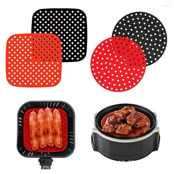 Tapetes de mesa Forro de silicona para freidora de aire Papeles para hornear Estera de cocina Almohadilla de vapor antiadherente reutilizable Accesorios de cocina internos