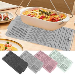 Tapetes de mesa de silicone para secagem de pratos, drenagem de cozinha para talheres, tigelas, placas de vidro e almofada espessada mais resistente ao calor