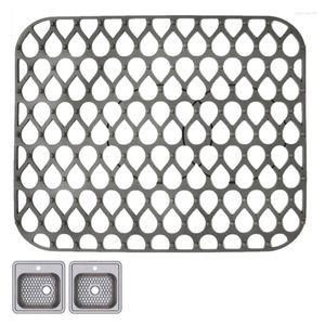 Alfombrillas de mesa, alfombrilla de silicona para fregadero de cocina, gran accesorio de rejilla protectora, gris para la parte inferior de la casa de campo, porcelana de acero inoxidable