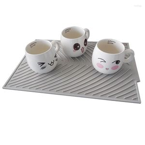 Tapis de table en silicone carré vaisselle coussin de séchage pour protéger le drain de cuisine de comptoir résistant à la chaleur pour évier anti-dérapant