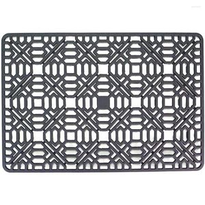 Table Mats d'évier Mat de cuisine Protecteur de cuisine pour le fond en acier inoxydable ou en porcelaine bol en silicone gris non-chaleur résistant