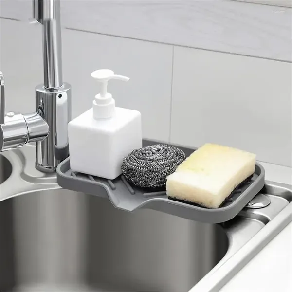 Tapis de Table évier plateau en Silicone avec Drain savon éponge support de rangement comptoir épurateur brosse support organisateur de cuisine