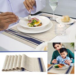 Tapis de table Petit ensemble de salle à manger Napperons ronds de 6 endroits lavables antidérapants anti-taches de chaleur pour la cuisine et