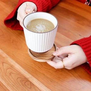 Alfombrillas de mesa de madera de nogal sólida tazón de haya redondeado té resistente al calor de té resistente al calor de la almohadilla