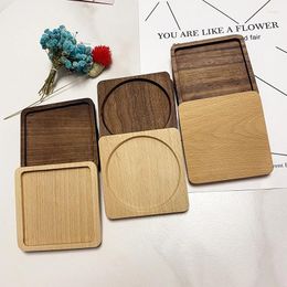 Alfombrillas de mesa decoración de madera maciza duradera tazón de madera redonda de madera gratis diy té café bebidas soportador de mesa casa decorativa