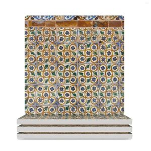 Placemats Spaanse Tegels #2 #reizen #patroon #muur #kunst Keramische Onderzetters (Vierkant) Antislip Witte Houder