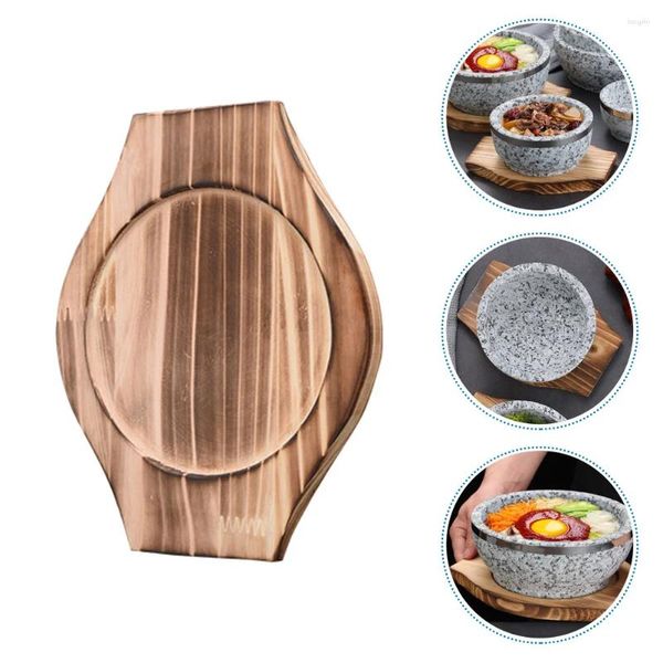 Tapetes de mesa Tapete para cuenco de piedra Bandeja para servir comida Taza Almohadilla de sopa de madera (diámetro interior: 105 cm)