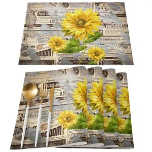 Tapis de Table tournesol Vintage en papier, napperon en Grain de bois, décor de fête de mariage, tapis en lin, accessoires de cuisine, serviette