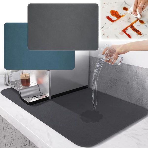 Alfombrillas de mesa superabsorbentes, alfombrilla para platos de café, almohadilla de drenaje para mostrador de cocina, herramienta de drenaje rápido para fregadero de baño, impermeable, antideslizante