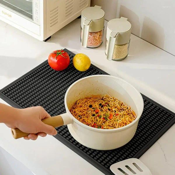 Esteras de mesa Súper absorbente Estera de drenaje de platos Secado de deslizamiento de silicona resistente al calor para vajilla de almohadilla de fregadero