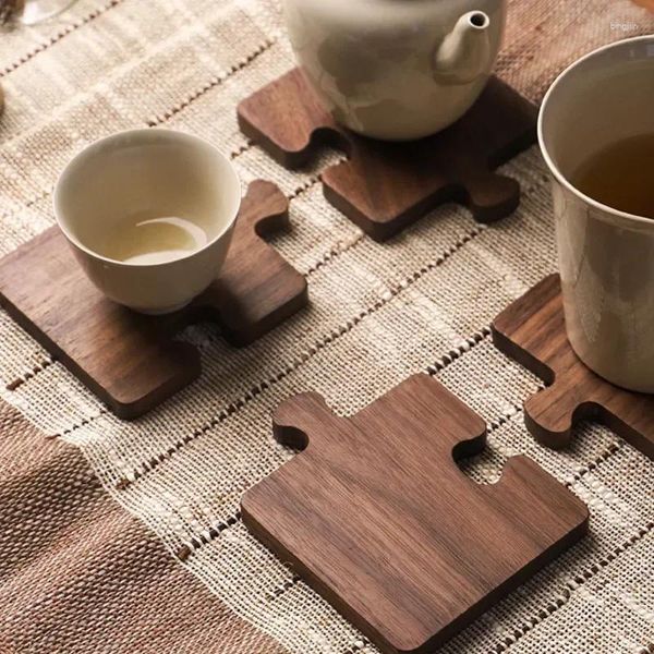 Tapas de mesa té café madera almohadilla de madera aislamiento de madera aislamiento rompecabezas sólido