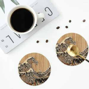 Placemats The Great Hokusai Wave In Bamboe Onderzetters Lederen Placemats Antislip Isolatie Koffie Keuken Eetkamerpads Set van 4