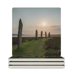 Tapis de table The Ring Of Brodgar Sunset, sous-verres en céramique (carrés), tampons de tasse en ardoise pour ensemble de boissons personnalisés