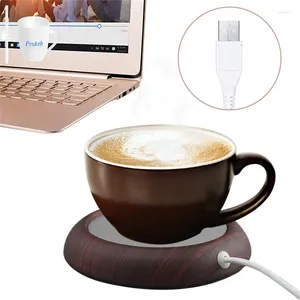 Tafelmatten USB Cup Warmer Electric Heater Mat Wood Graan Melk Warmte isolatie Bord thee drankje Mok voor kantoor thuis walnoot