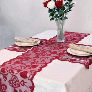 Tapis de Table pour la saint-valentin, ensemble de napperons en dentelle rouge, amour, nappe rectangulaire pour la maison, serviette