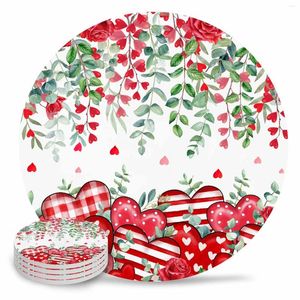 Table de table des tapis de la Saint-Valentin Coeur rouge feuille en céramique rose coffee tasse de thé à thé