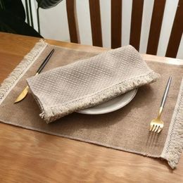 Tapis de Table Vintage Simple en lin et coton, serviette de ménage de haute qualité, napperons confortables, naturels