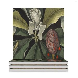 Tafelmatten Vintage tropische parapluboom keramische onderzetters (vierkant) voor keramiek Kawaii theepotmat bloem
