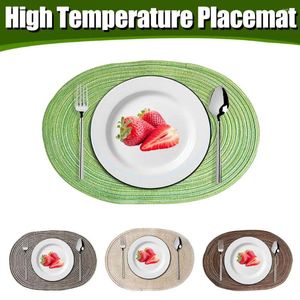 Table Mats Water Cup Coasters Anti-Scalding Elegant Woven Cotton Yarn Placemats Ellipse Design Protectors for Home Kitchen