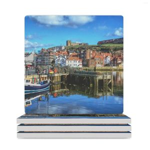 Table Mats Whitby Harbor Blue Ceramic Coasters (carré) Cuisine mignonne pour tasses à café Ardoise d'origine