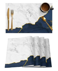 Tapis de Table en marbre blanc et bleu marine, napperon pour la vaisselle de salle à manger, 4/6 pièces, tapis de cuisine, tapis de comptoir, décoration de la maison