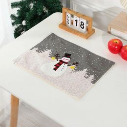 Tapis de Table en lin pour fête d'hiver, motif père noël, bonhomme de neige, résistant à la chaleur, création de décoration café