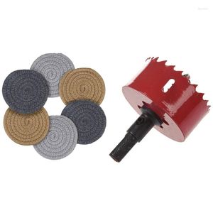 Tapetes de mesa Corte de madera 60Mm de diámetro Herramienta de sierra perforadora con 6 uds. Posavasos para bebidas Absorbente Juego trenzado hecho a mano 4.3 pulgadas