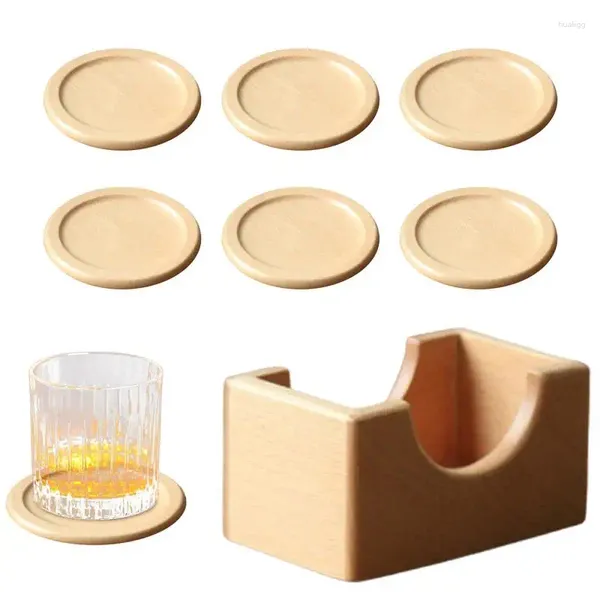 Posavasos redondos de madera para mesa, juego de 6 uds., decoración de protección de mesa de cerveza bonita para cocina o cafetería y hogar