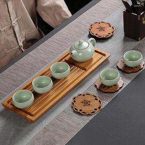 Tafelmatten houten onderzetters mat lotus vorm cup bamboe voor thuis placemat keukendecoratie accessoires