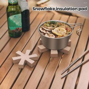 Tafelmatten houten beker mat sneeuwvlokvorm warmte-insulatiebescherming tafelbescherming decoratief placemat mug pad decor