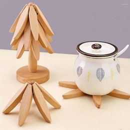 Tapis de Table en bois, accessoires de cuisine, tampons de Protection de Table, isolation thermique élégante inspirée des arbres pour Pot haut
