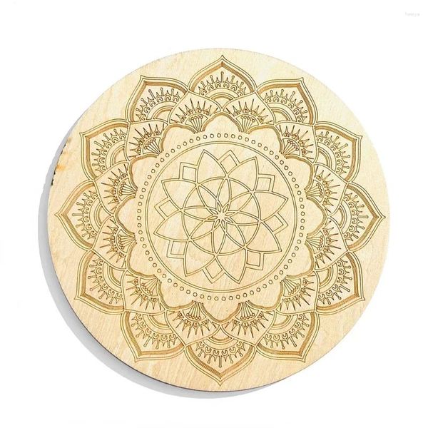 Tapis de table en bois Mandala Yoga méditation pendule conseil napperon de guérison pour affichage de pierre de cristal Base Art décor à la maison artisanat