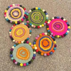 Tafelmatten wol vilt pastoraal Amerikaans platteland huisdecoratie kleurrijke cirkelbal schattige potmat