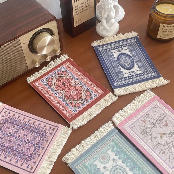 Tapis de table tapis tissé tapis de souris Style rétro tapis persan motif tasse ordinateur portable PC tapis de souris maison bureau décor artisanat