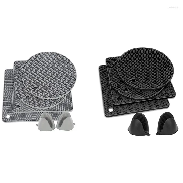 Tableau de table XD-Silicone Trivet 6pcs Mat de silicone épais Extra épais avec porte-pots 18,5 cm Résistant à la chaleur pour la cuisson de la cuisine