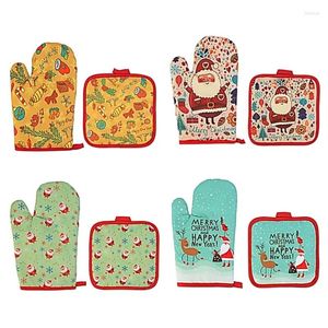 Tafelmatten y9re schattige kerst niet-slip polyester mode keuken koken magnetron handschoenen bakken bbq potholders oven mitts