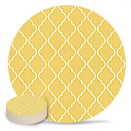 Placemats gele Marokkaanse geometrie keramische set keuken ronde placemat luxe decor koffie thee kopje onderzetters