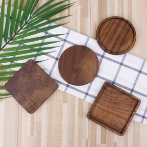 Tafelmatten ZL 1 pc's duurzame walnoot hout onderzetters placemats decor vierkant ronde hittebestendige drinkmat home thee koffiekopkussen