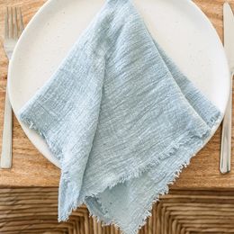 Table Napkin 100 Cotton Cloth Gauze Table Napkins 12 Pcslot Wedding Party Blue Sage Green Terracotta Cotton Cheesecloth Gauze Table Napkin 220930