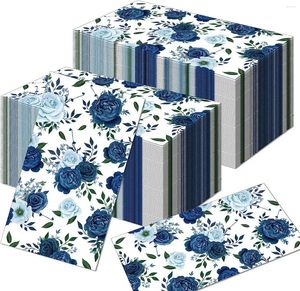 Serviettes de Table jetables en papier, 100 pièces, longues, roses bleues, pour mariage, fête d'anniversaire, réception-cadeau pour bébé, décorations pour la maison