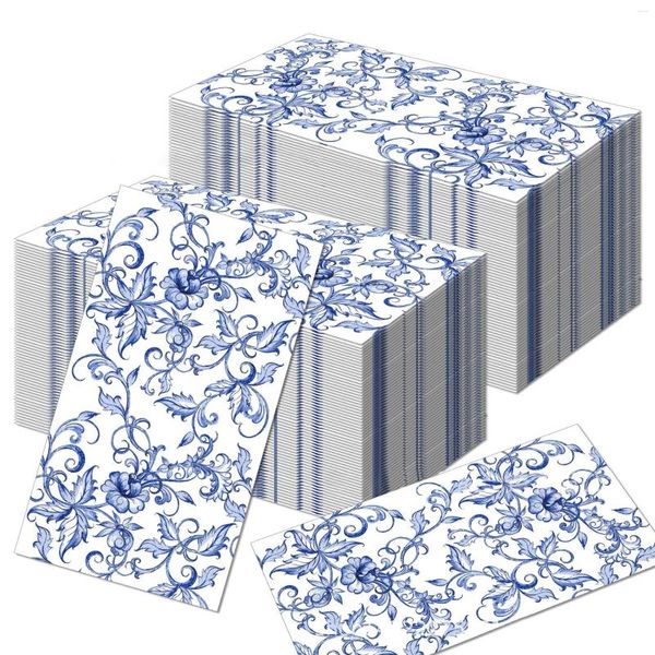 Servilleta de mesa 100 Uds. Servilletas de papel con diseño de porcelana azul y blanca de estilo chino 33 40cm desechables de 2 capas para banquete de boda