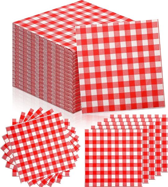 Servilleta de mesa 100 piezas Servilletas de papel con estampado de cuadros de Navidad Servilletas de cóctel a cuadros desechables 2 capas Servilletas de picnic de cumpleaños de boda 230628