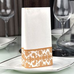 Tafel servet 100 stks gouden rand papieren servetten 2-laags bloemencocktail voor diner drankfeest bruiloft wegwerp lunch 230511