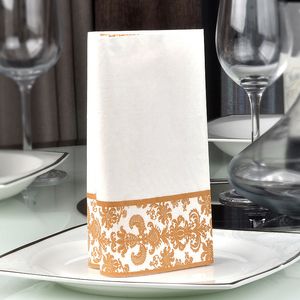 Servilleta de mesa 100PCS Servilletas de papel con borde dorado 2 capas Cóctel floral para cena Bebida Fiesta Boda Almuerzo desechable 230511