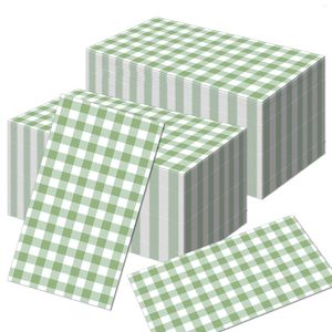 Serviette de Table jetable en papier à carreaux verts, 100 pièces, 2 plis, 33 à 40cm, pour Cocktail, boisson, Dessert, pour anniversaire de mariage